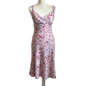 LOFT Pink Floral Midi Dress